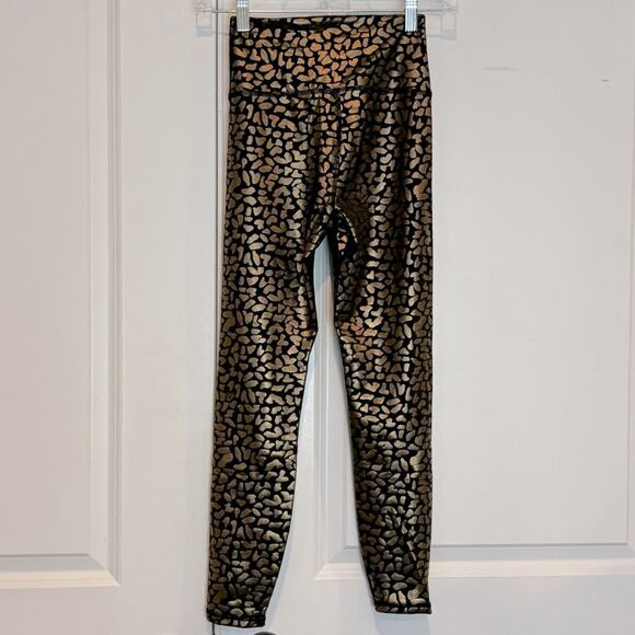 IVL Collective Black Gold Foil Leopard High Rise Leggings 2 - Picture 4 of 7
